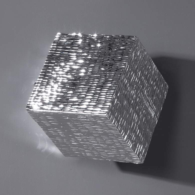 Image 1 Uttermost Jessamine 8" Square Silver 3-Dimensional Wall Cube