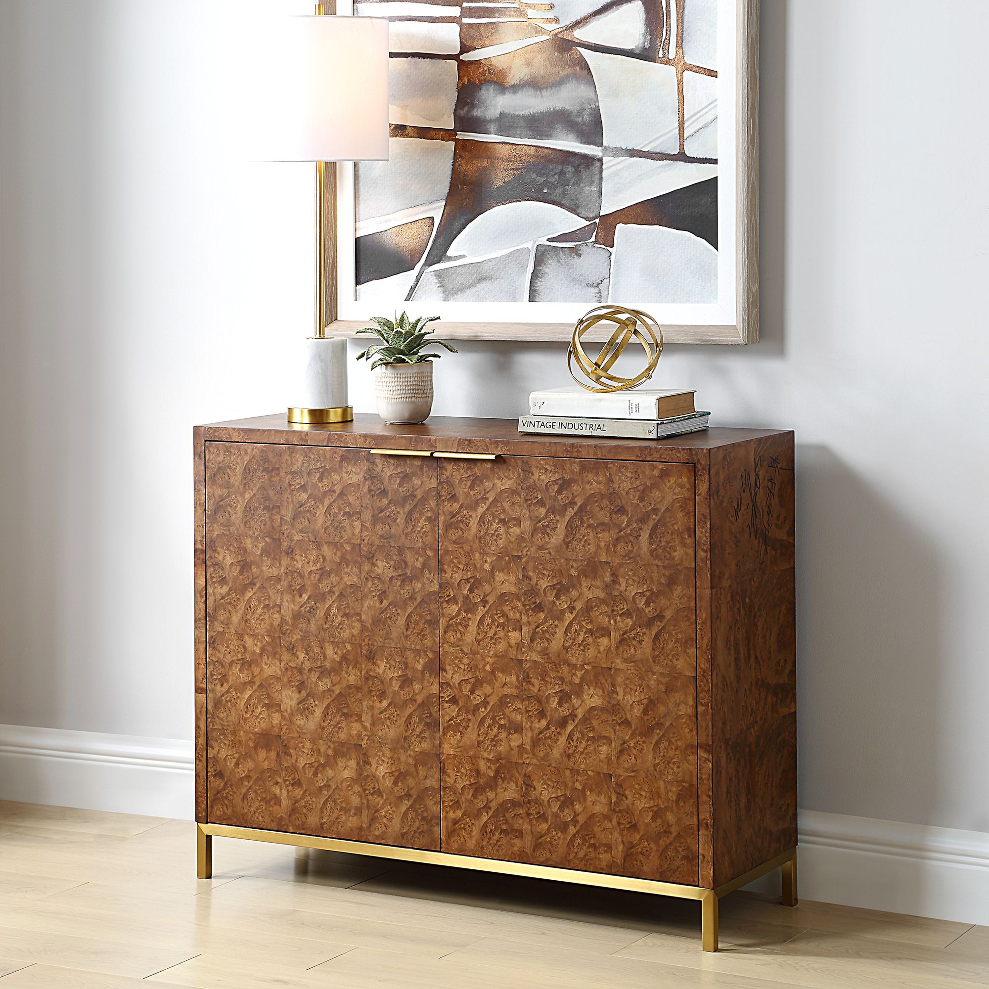 Uttermost Jethro 40" Wide Burl 2 Door Cabinet