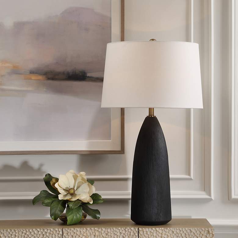 Image 1 Uttermost Jett 35" High Contemporary Matte Black Ceramic Table Lamp