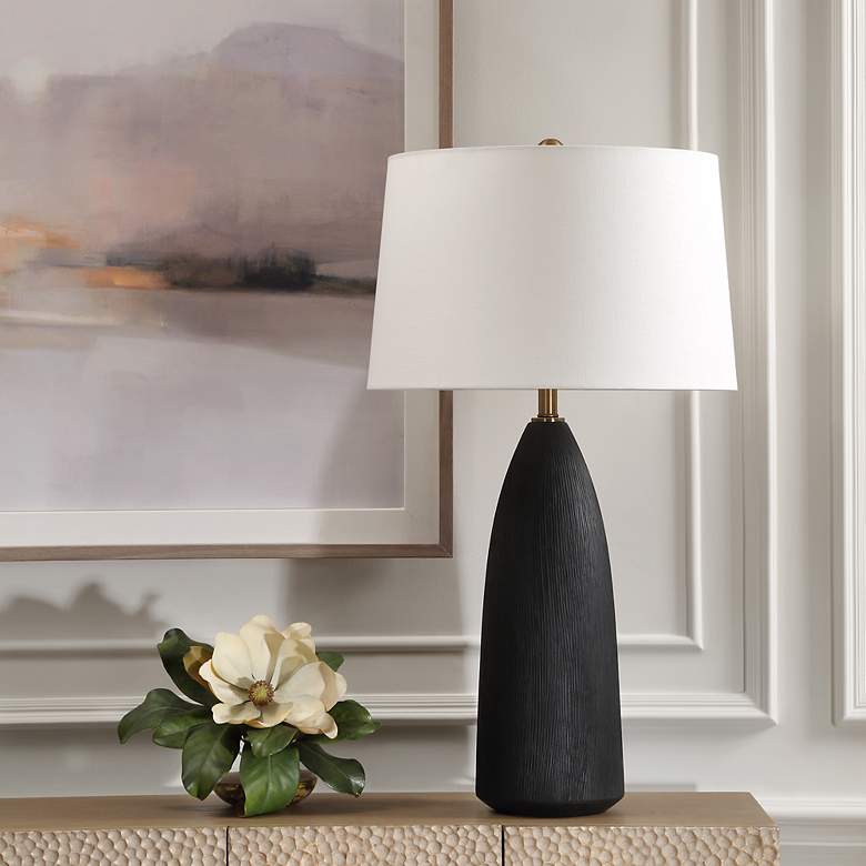 Image 3 Uttermost Jett 35" High Contemporary Matte Black Ceramic Table Lamp more views