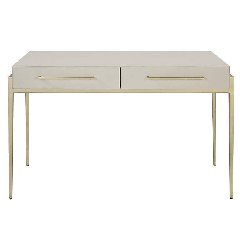 Image 3 Uttermost Jewel 48" Wide White and Gold Leaf 2-Drawer Desk