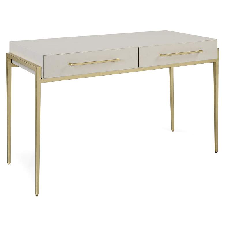 Image 5 Uttermost Jewel 48" Wide White and Gold Leaf 2-Drawer Desk more views