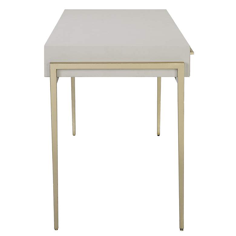 Image 6 Uttermost Jewel 48" Wide White and Gold Leaf 2-Drawer Desk more views