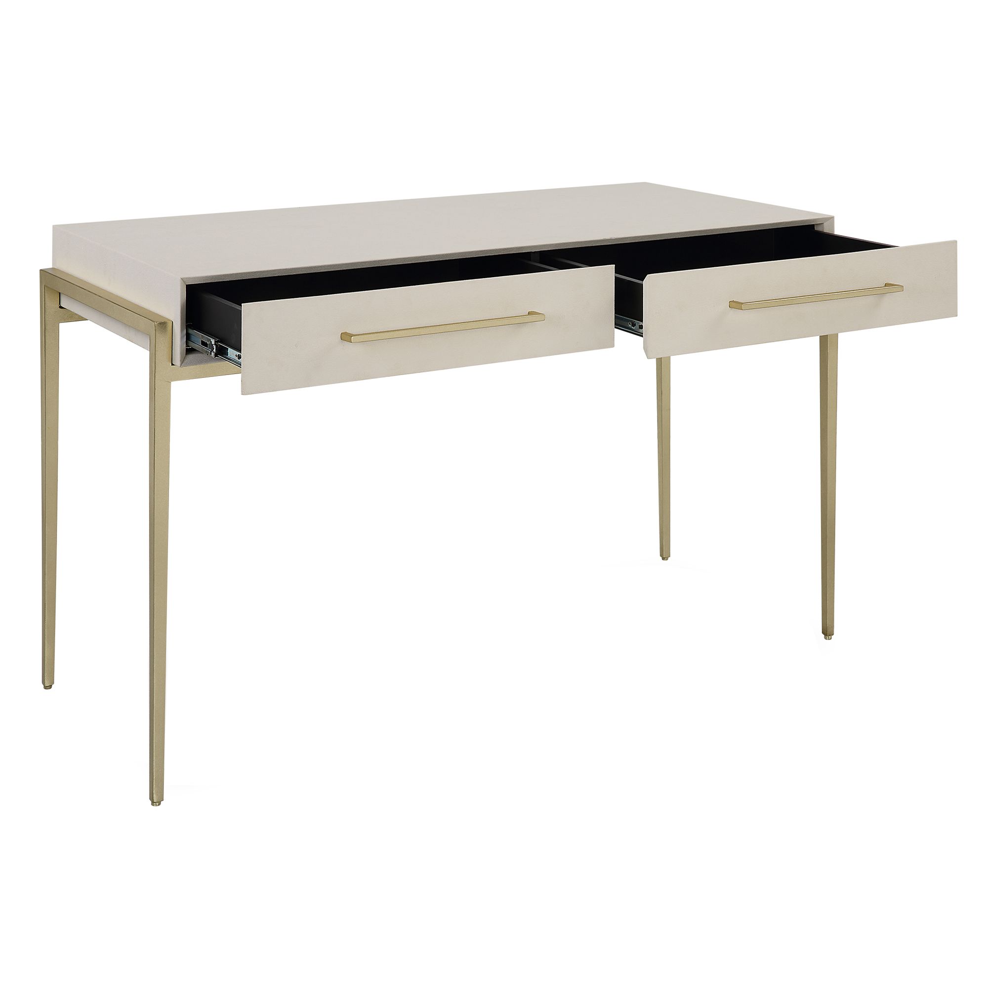 Uttermost Jewel 48" Wide White and Gold Leaf 2-Drawer Desk in scene