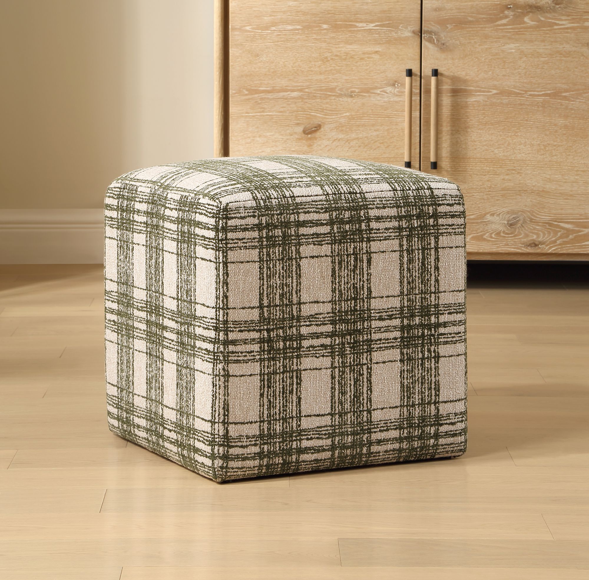 Image 6 Uttermost Joie 18" Ireland Plaid Fabric Ottoman more views