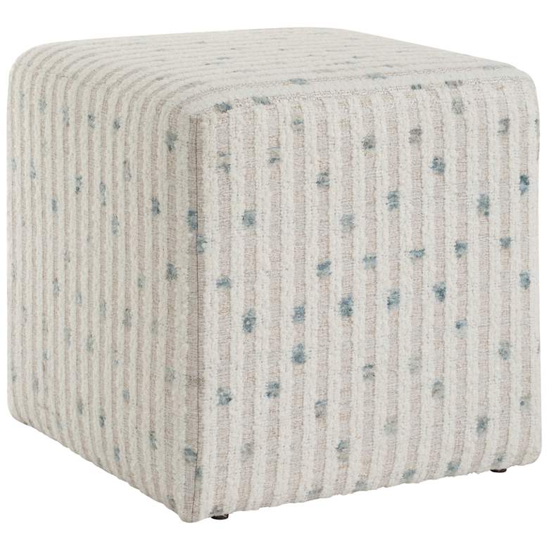 Image 1 Uttermost Joie 18" White and Blue Ottoman
