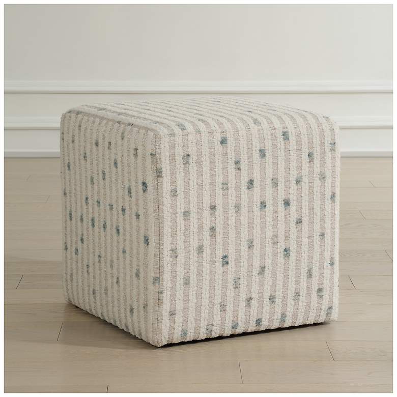 Image 1 Uttermost Joie 18" White and Blue Ottoman