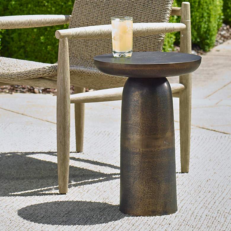 Image 1 Uttermost Joppa 21" H x 15" W Golden Dark Bronze Outdoor Accent Table