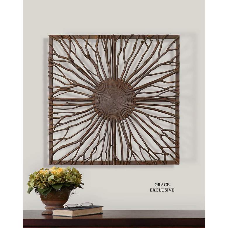 Image 1 Uttermost Josiah Wood Branches 27" Square Wall Art