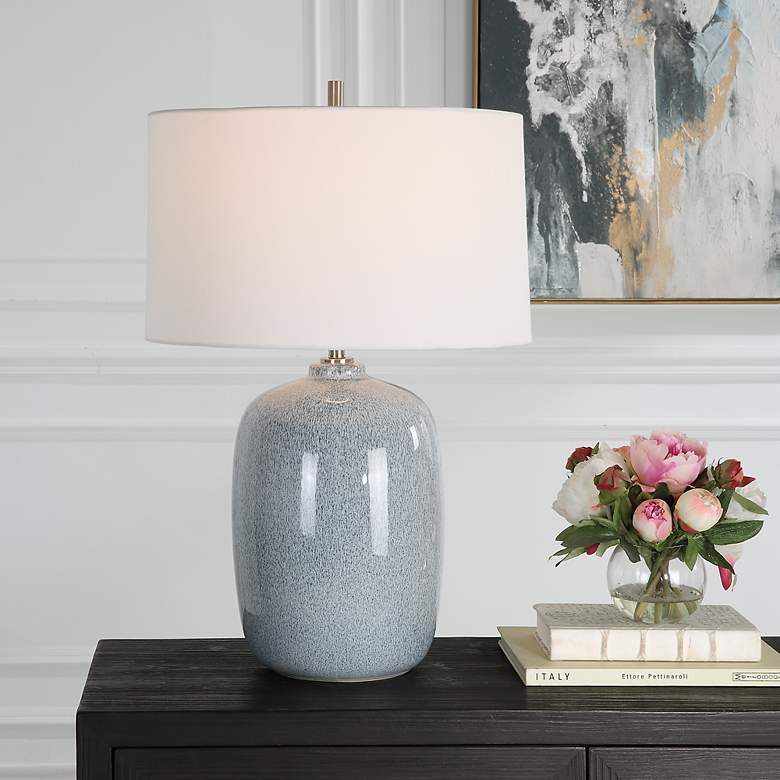 Image 2 Uttermost Jubilee Sky Blue Glaze Ceramic Table Lamp