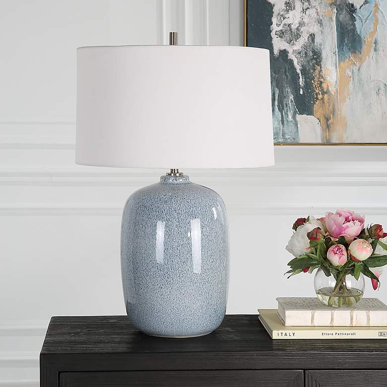 Image 4 Uttermost Jubilee Sky Blue Glaze Ceramic Table Lamp more views