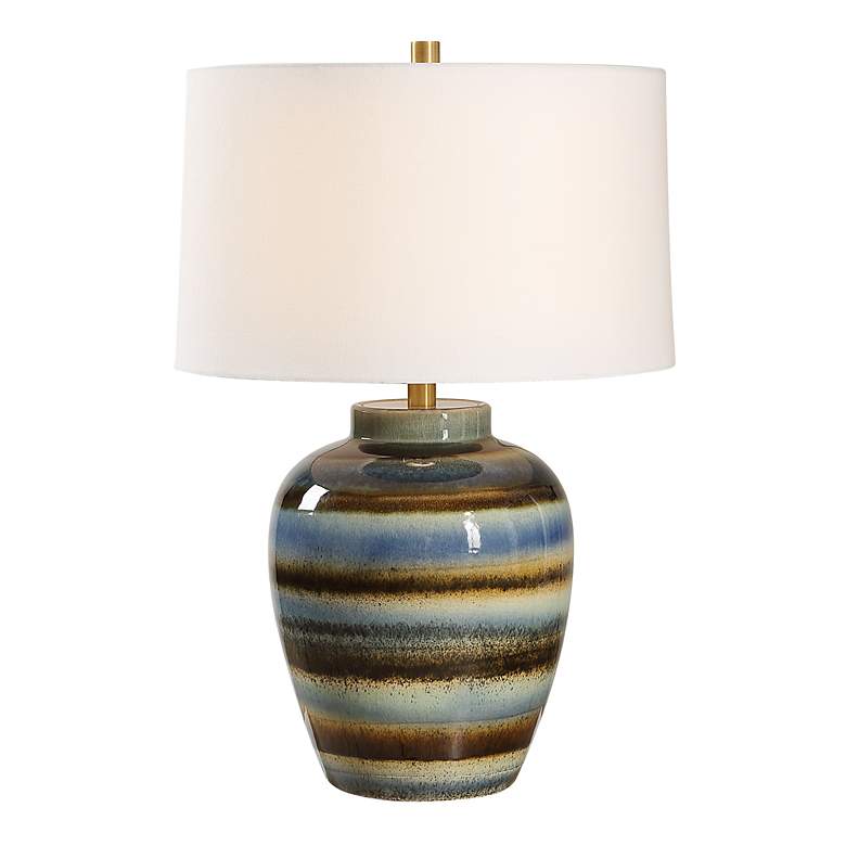 Image 2 Uttermost Judarn 25 1/2" High Blue and Rust Ceramic Table Lamp