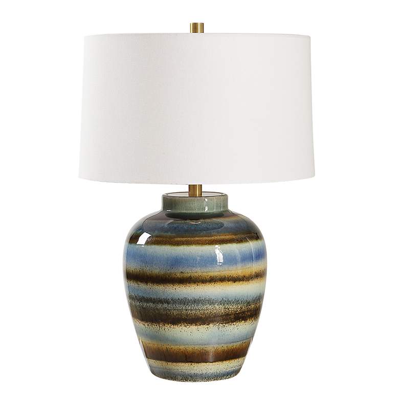 Image 4 Uttermost Judarn 25 1/2" High Blue and Rust Ceramic Table Lamp more views
