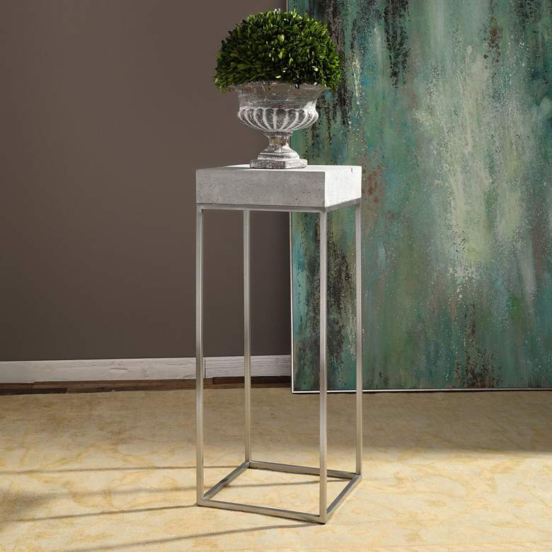 Image 1 Uttermost Jude 14" Wide Silver Concrete Steel Plant Stand