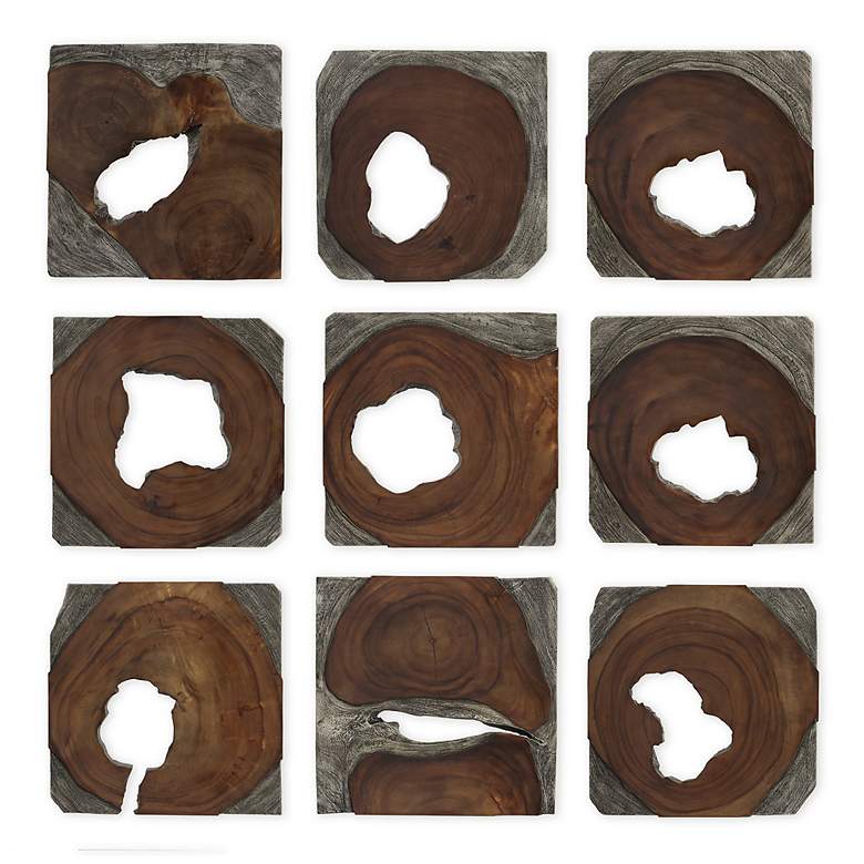 Image 2 Uttermost Jungle Wood Paneled 9-Piece Wall Art