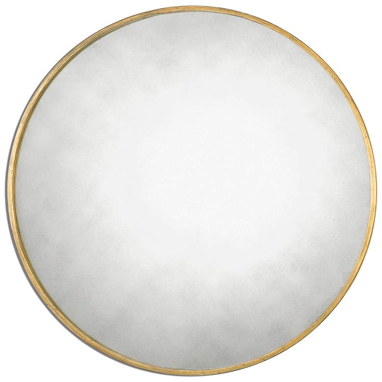 Image 2 Uttermost Junius 43" Antique Gold Leaf Round Oversized Wall Mirror