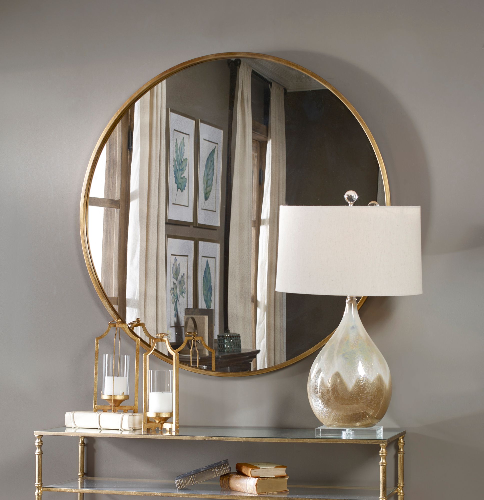 Image 4 Uttermost Junius 43" Gold Leaf Antiqued Glass Oversized Wall Mirror more views