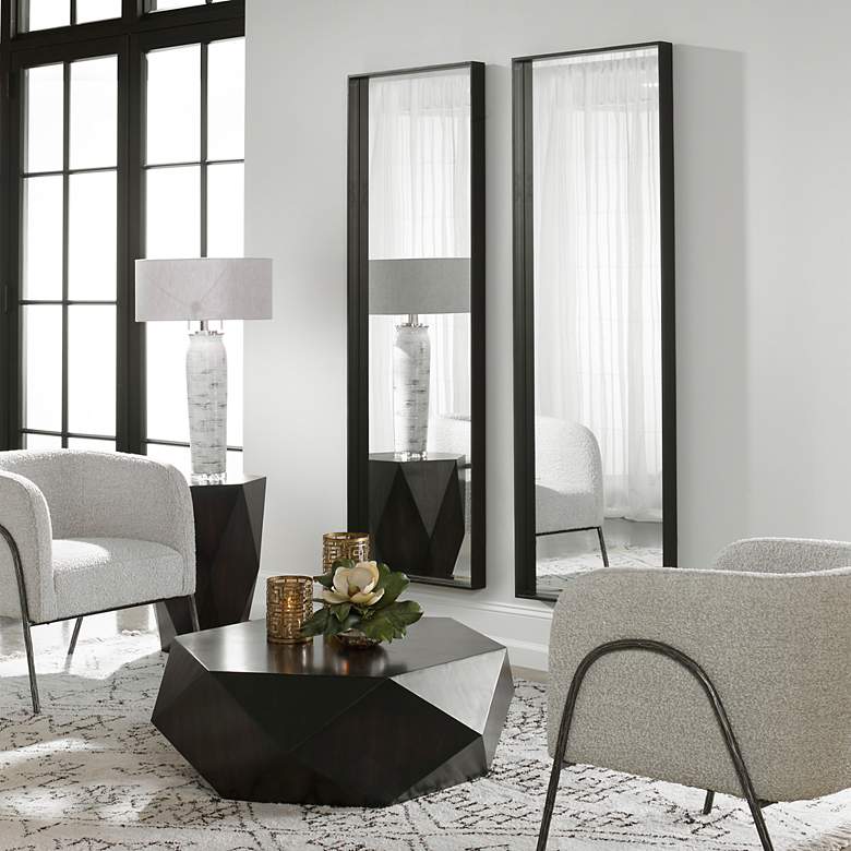 Image 4 Uttermost Kahn Matte Black 24" x 72" Rectangular Wall Mirror more views