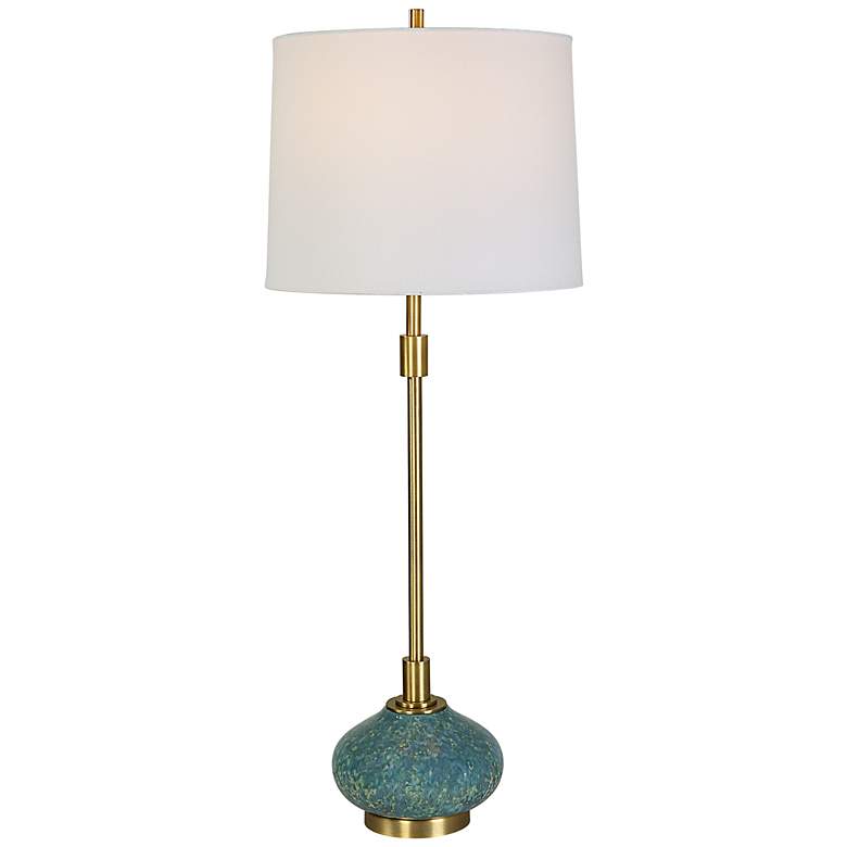 Image 3 Uttermost Kaimana 34" High Aged Blue Drip Glaze Ceramic Table Lamp