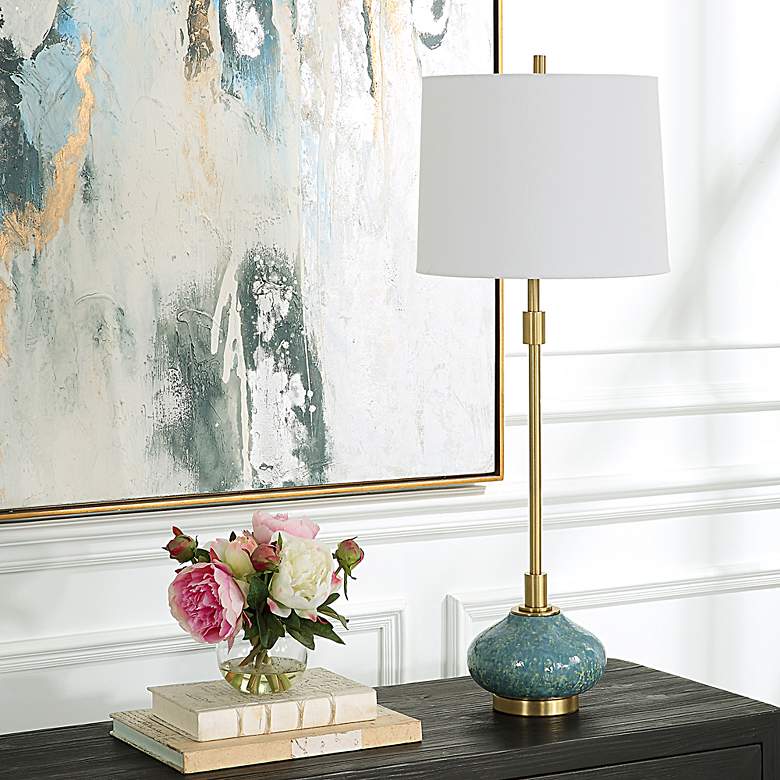 Image 4 Uttermost Kaimana 34" High Aged Blue Drip Glaze Ceramic Table Lamp more views