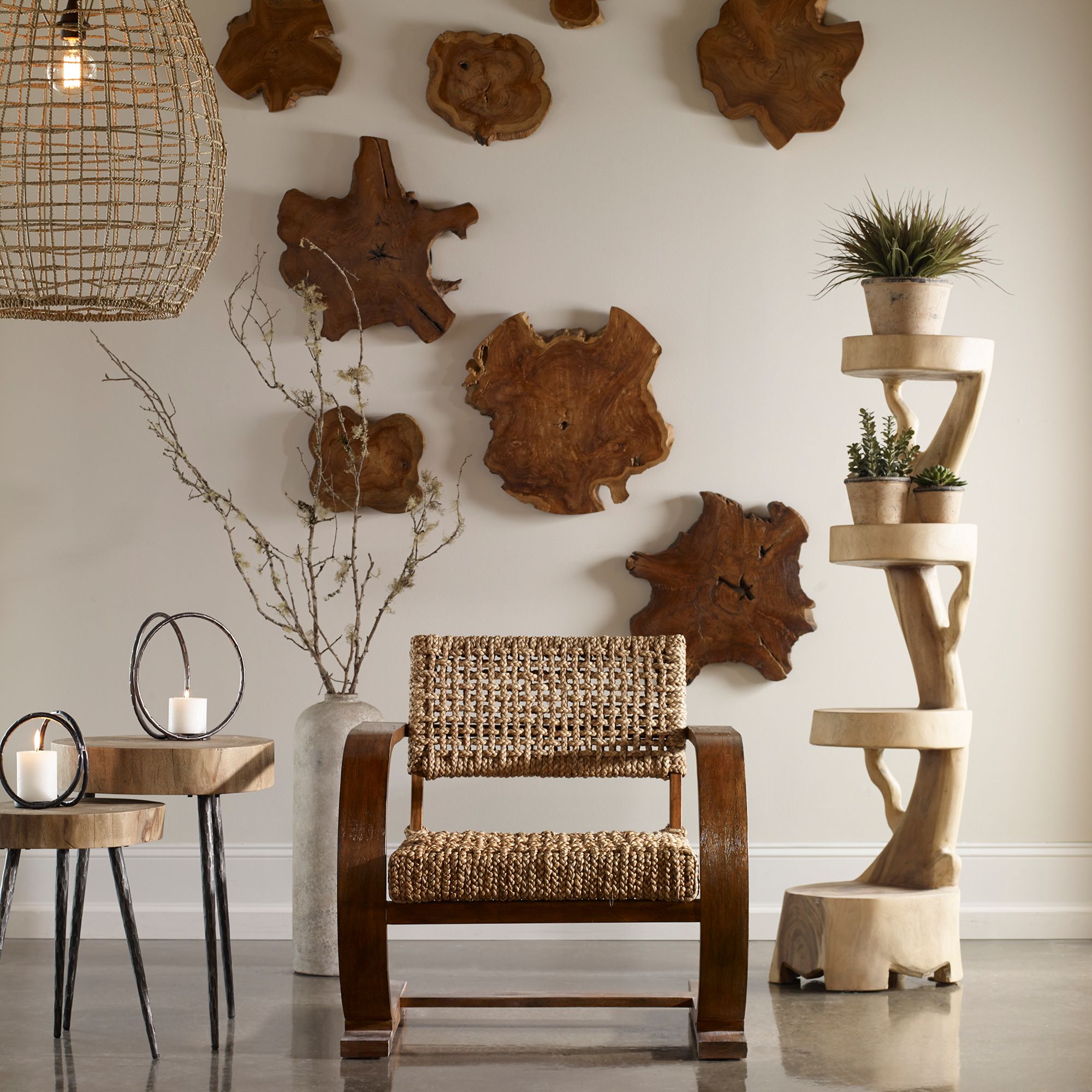 Image 5 Uttermost Kalani Panels 3-Piece Natural Teak Wood Wall Art Set more views