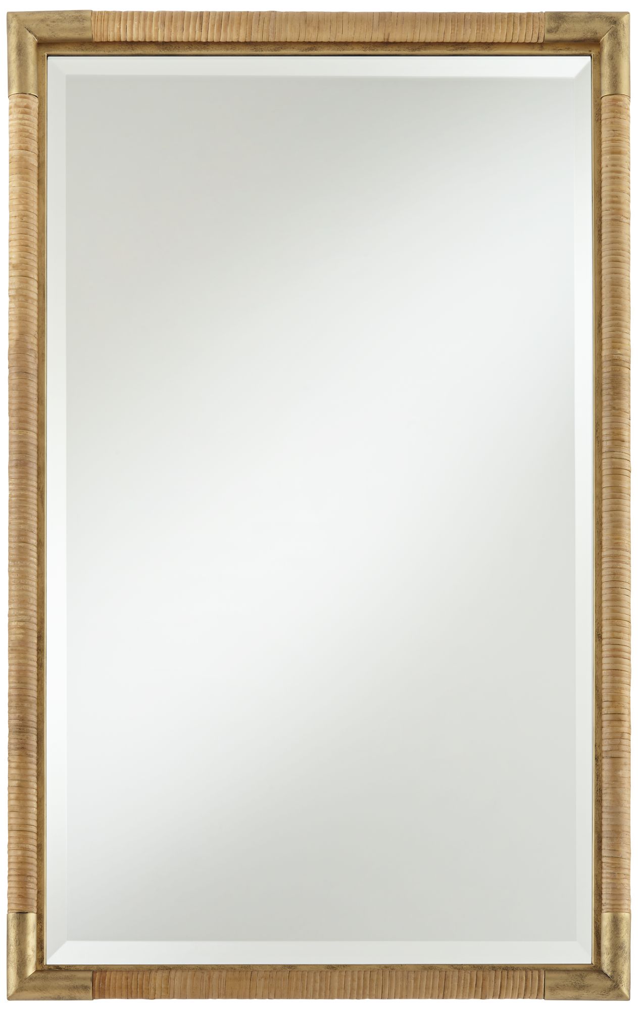 Image 2 Uttermost Kampar Antiqued Gold and Rattan 23" x 36" Vanity Mirror
