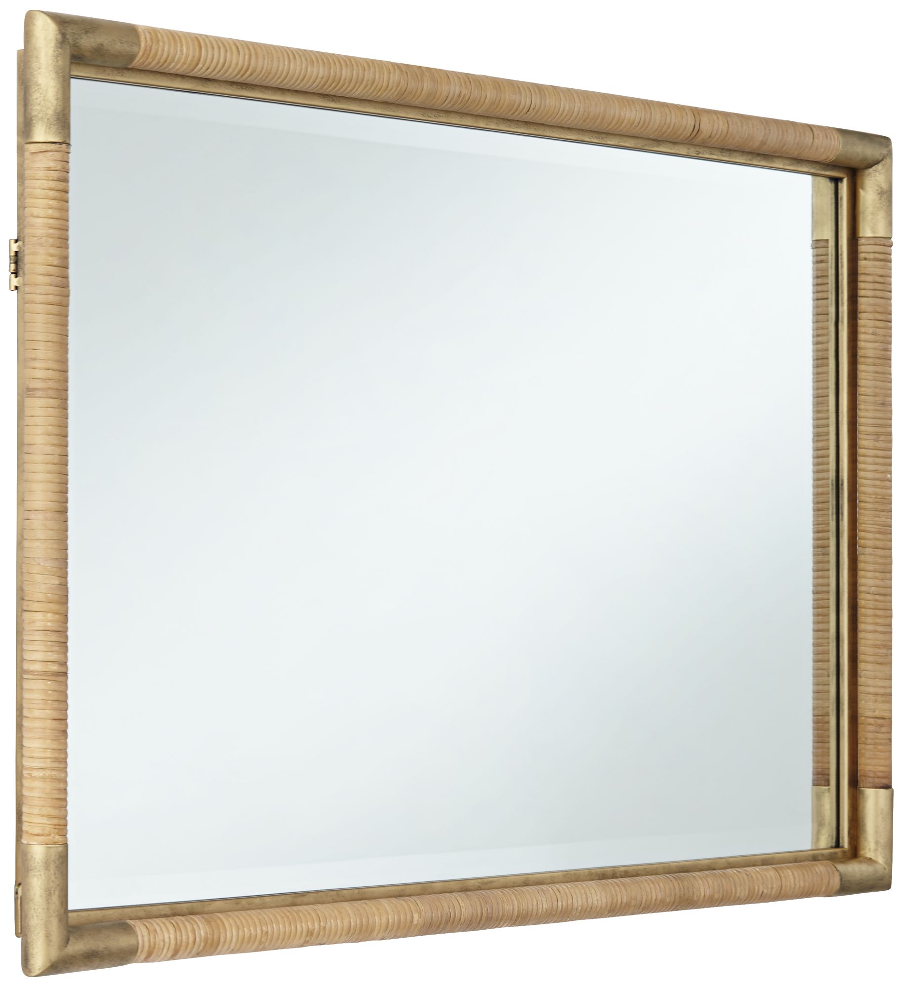 Image 7 Uttermost Kampar Antiqued Gold and Rattan 23" x 36" Vanity Mirror more views