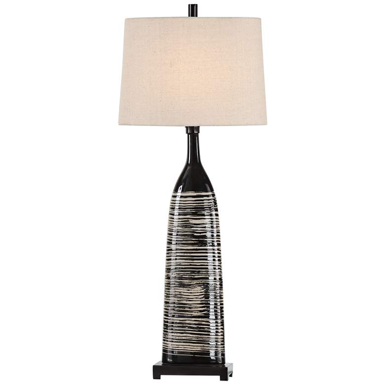 Image 1 Uttermost Kanza Gloss Black Glaze Ceramic Buffet Table Lamp