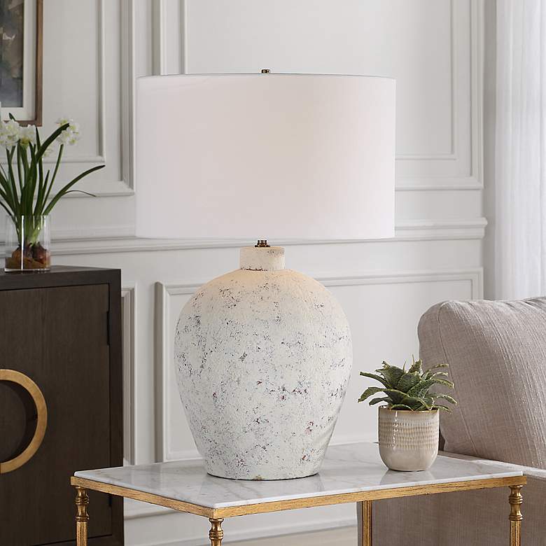 Image 1 Uttermost Karena 27" High Distressed Ivory Table Lamp