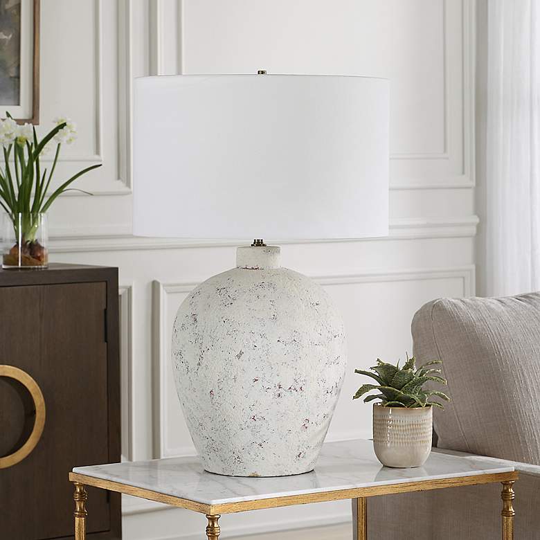 Image 3 Uttermost Karena 27" High Distressed Ivory Table Lamp more views