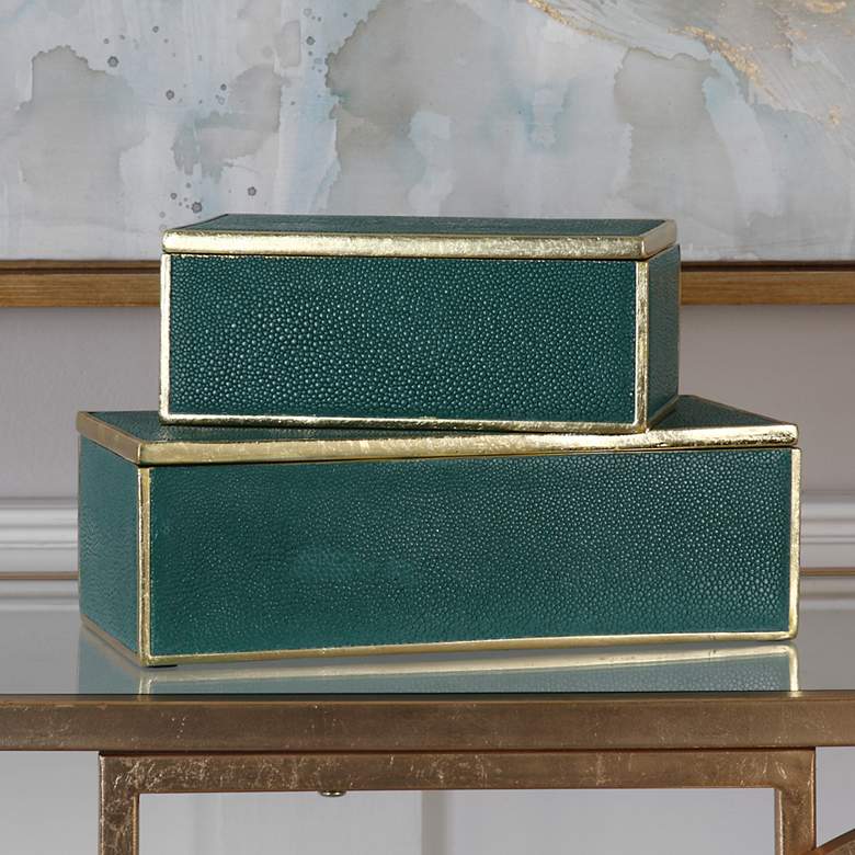 Image 1 Uttermost Karis Emerald Green Decorative Boxes Set of 2