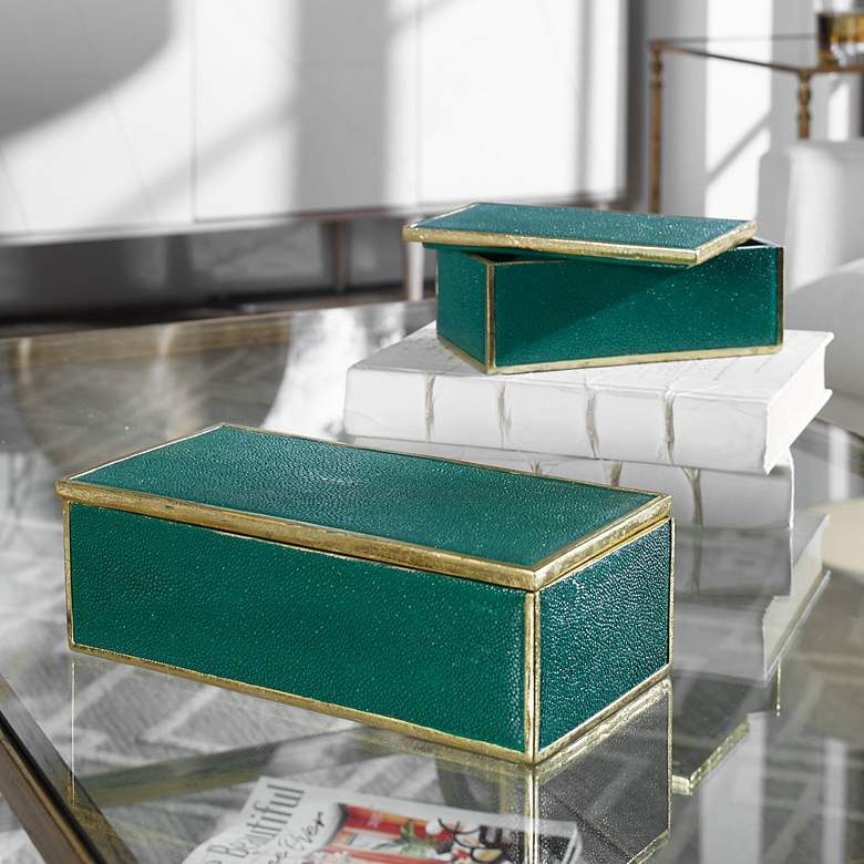 Image 3 Uttermost Karis Emerald Green Decorative Boxes Set of 2 more views
