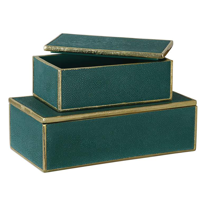Image 4 Uttermost Karis Emerald Green Decorative Boxes Set of 2 more views