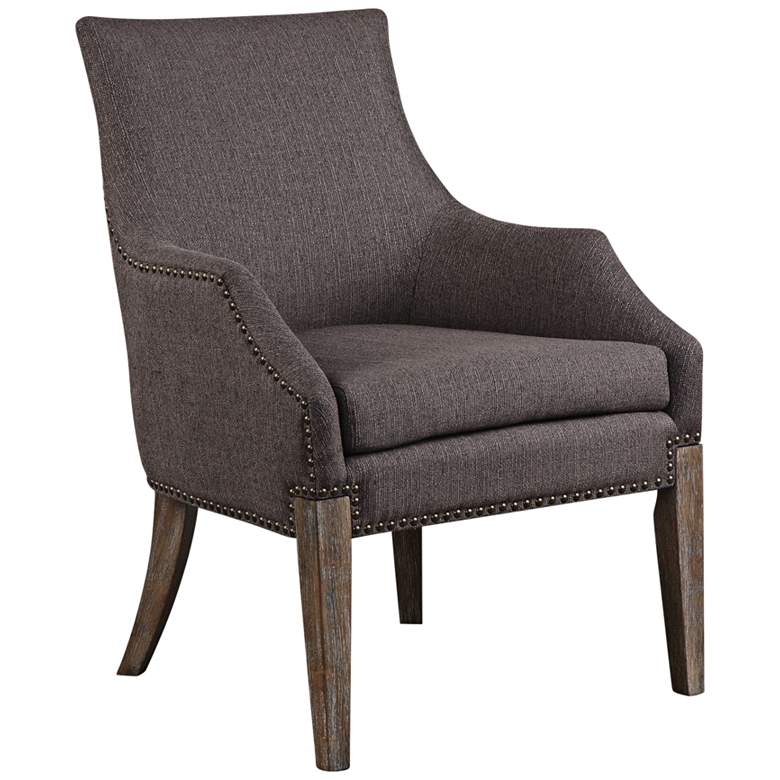 Image 1 Uttermost Karson Taupe Gray Linen Fabric Accent Chair