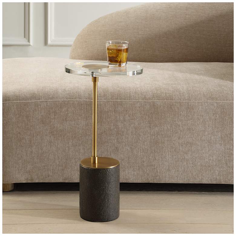 Image 1 Uttermost Kaufman 22" H Brass and Black Accent Table