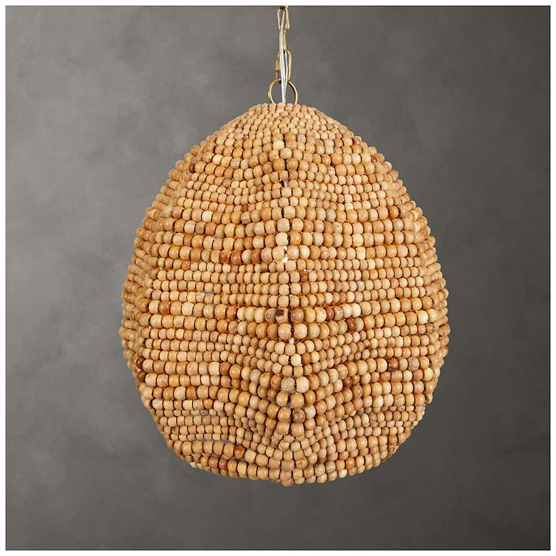 Image 1 Uttermost Kauri 18" Wide 1 Lt Natural Wood Bead Pendant