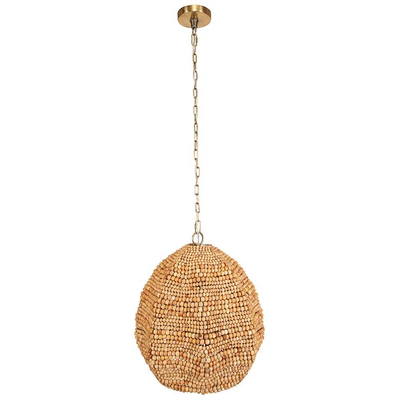 Image 5 Uttermost Kauri 18" Wide 1 Lt Natural Wood Bead Pendant more views