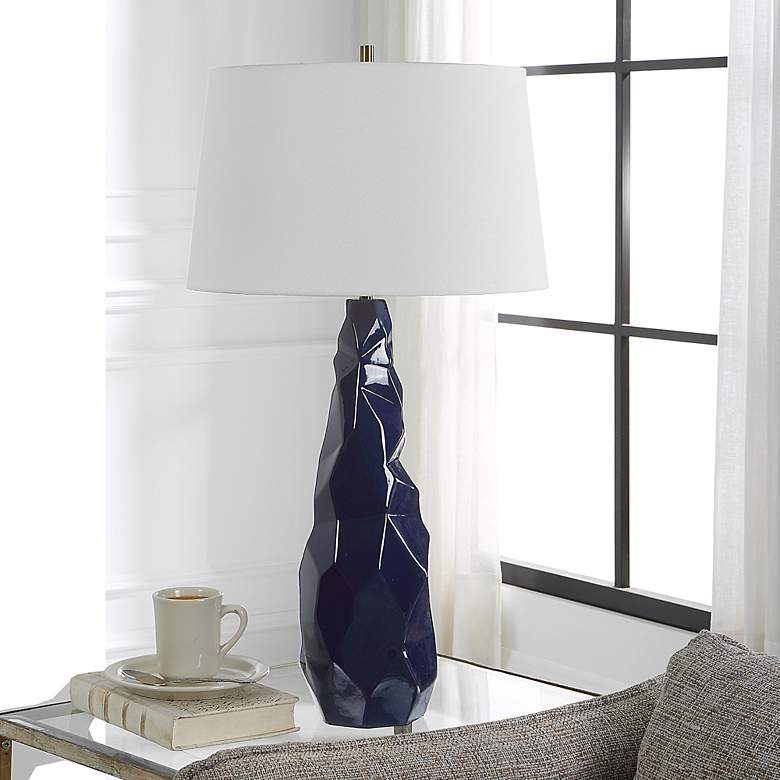 Image 3 Uttermost Kavos 31" Navy Blue Gloss Glaze Ceramic Table Lamp more views