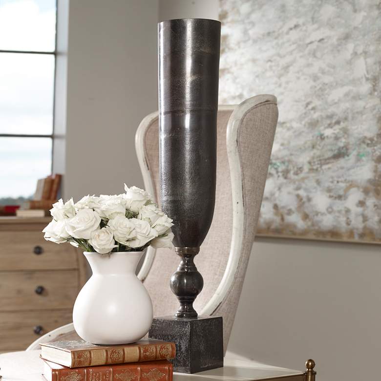 Uttermost Kaylie 21&quot; High Black Nickel Metal Decorative Vase