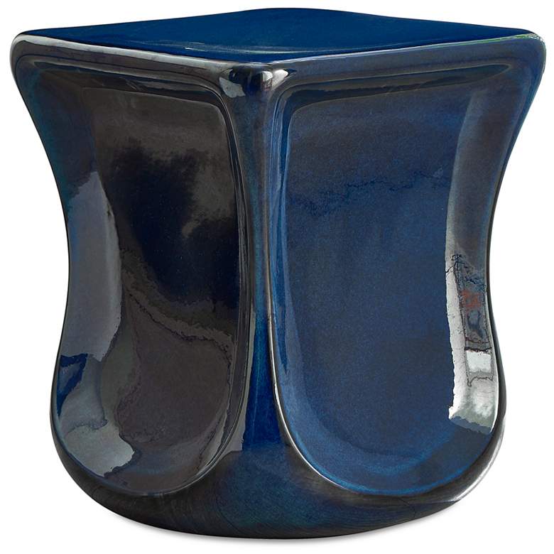 Image 1 Uttermost Kaz 18 1/4" H x 15" W Deep Blue Outdoor Garden Stool