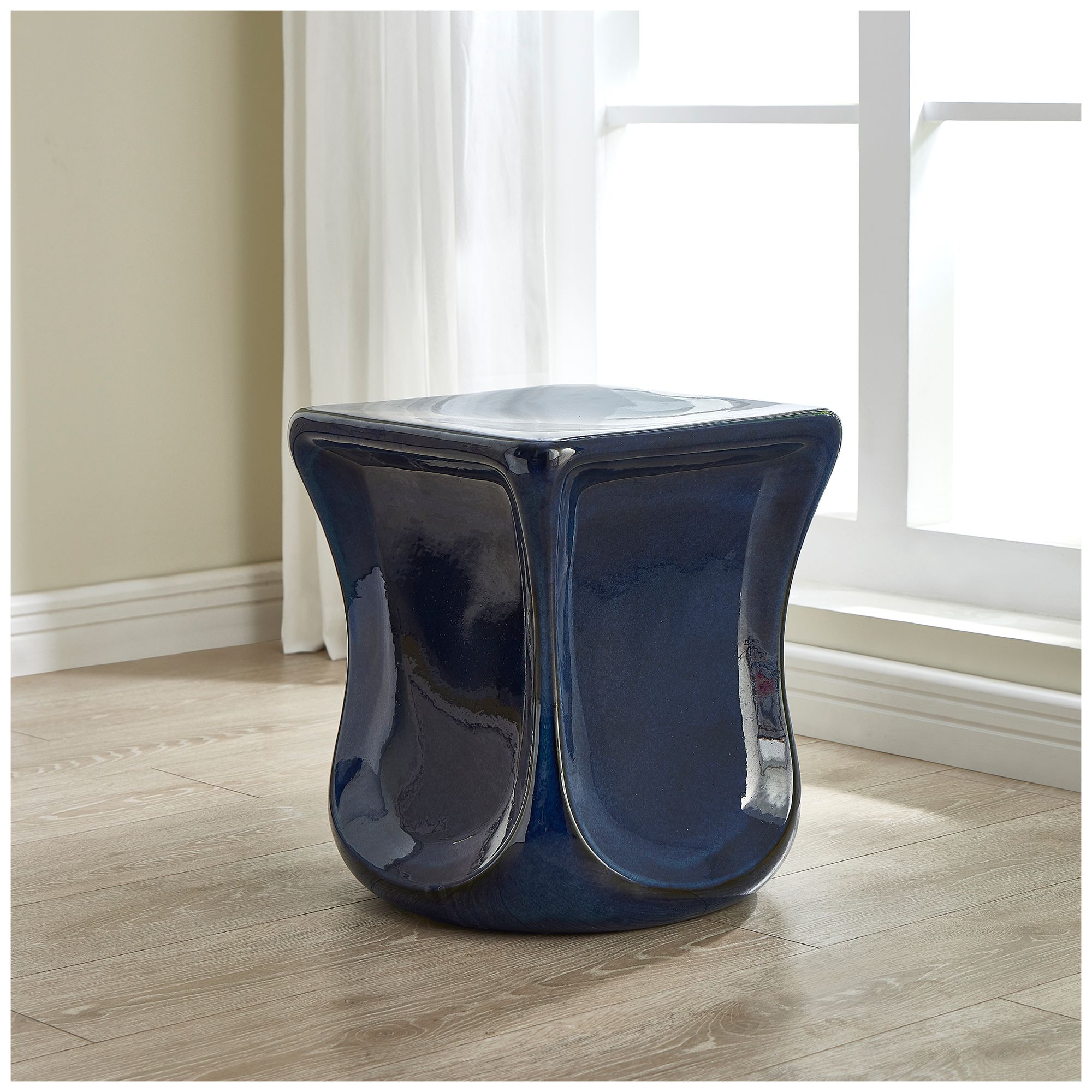 Image 3 Uttermost Kaz 18 1/4" H x 15" W Deep Blue Outdoor Garden Stool more views