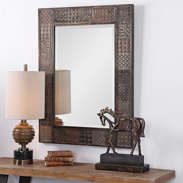 Image 1 Uttermost Kele Bohemian-Style Wood 30" x 40 1/4" Wall Mirror