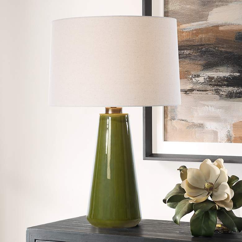 Image 1 Uttermost Kelley 28 3/4" High Moss Green Ceramic Table Lamp