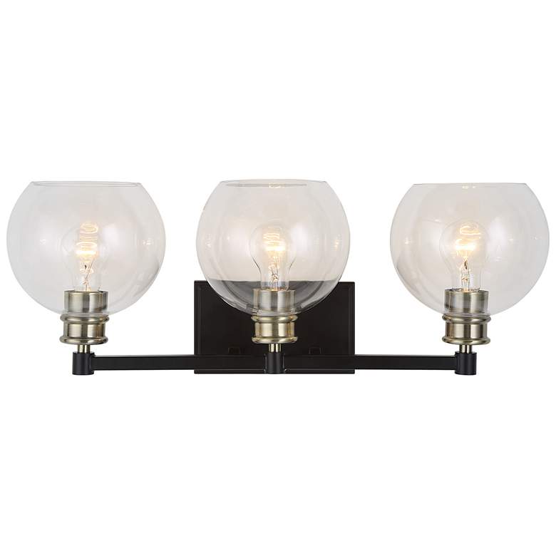Image 1 Uttermost Kent 24.75-in Wide Black and Brass 3 Light Vanity