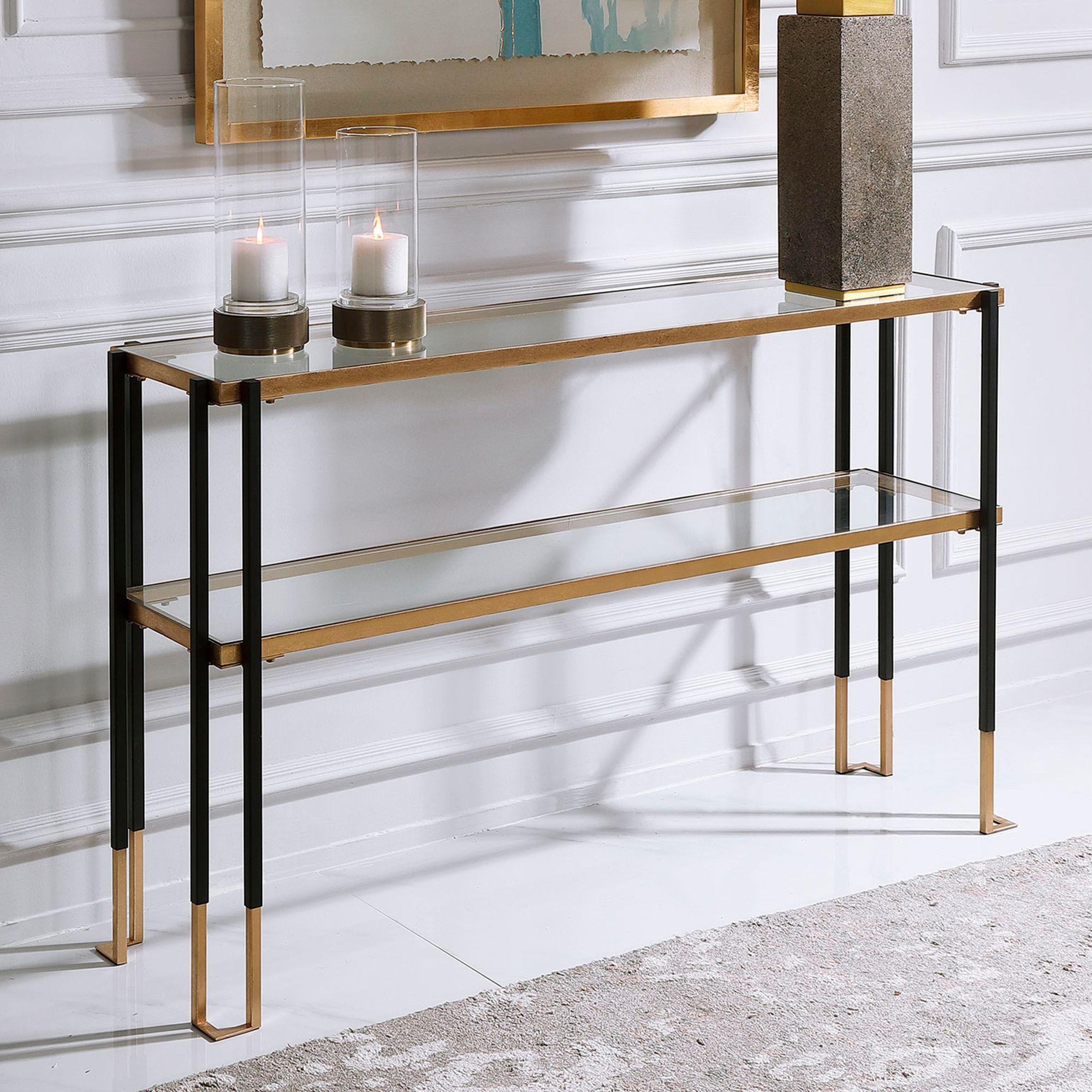 Black and deals gold console table