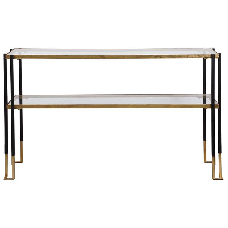 Image 4 Uttermost Kentmore 53 1/2 inch Wide Matte Black and Gold Console Table more views