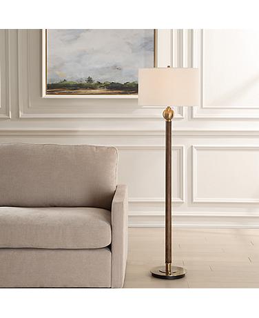 Uttermost Keros 62" High Dark Oak Wood Floor Lamp