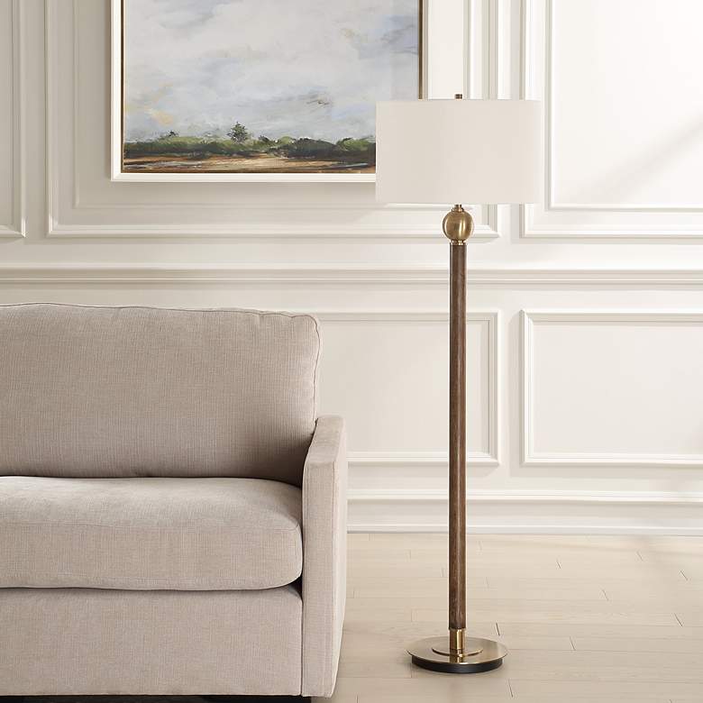 Image 3 Uttermost Keros 62" High Dark Oak Wood Floor Lamp more views