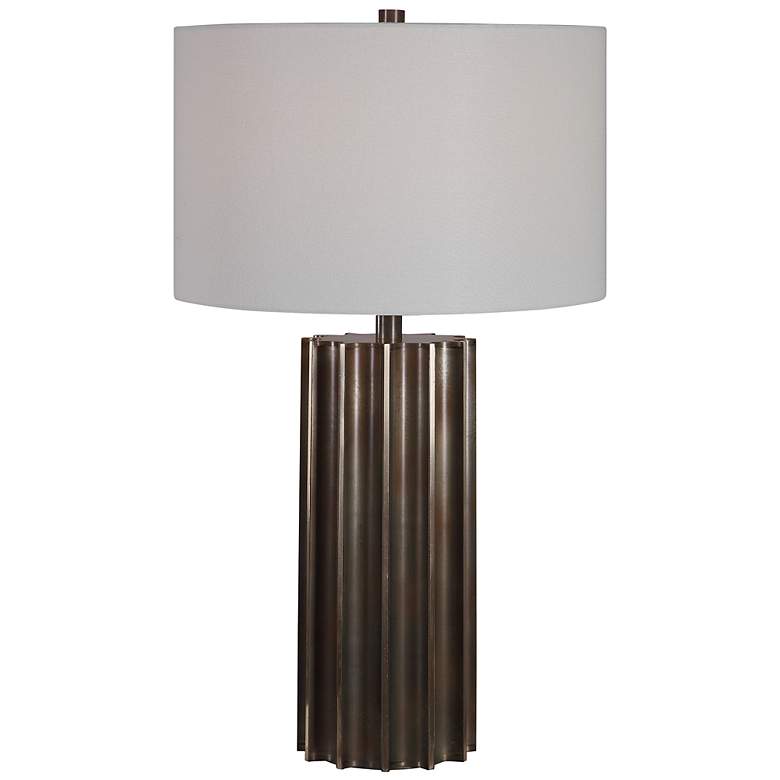 Image 2 Uttermost Khalio Aged Gunmetal Fluted Table Lamp