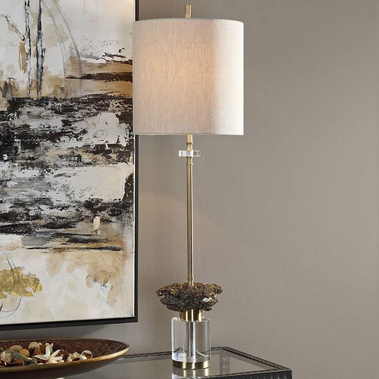 Image 1 Uttermost Kiota 34" Brushed Brass Plated Buffet Table Lamp